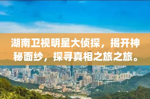 湖南卫视明星大侦探，揭开神秘面纱，探寻真相之旅之旅。