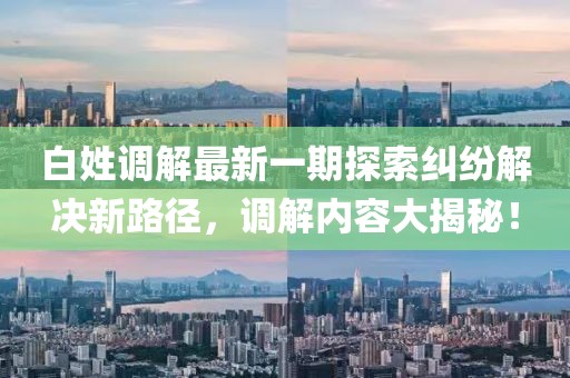 白姓调解最新一期探索纠纷解决新路径，调解内容大揭秘！