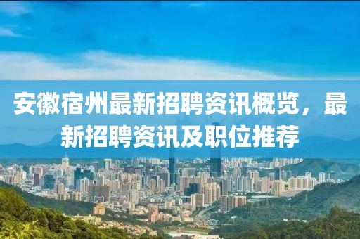 安徽宿州最新招聘资讯概览，最新招聘资讯及职位推荐