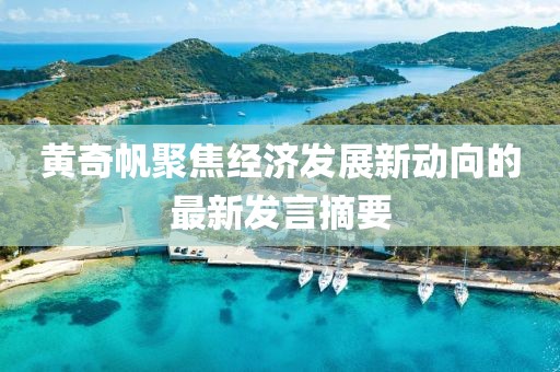 黄奇帆聚焦经济发展新动向的最新发言摘要