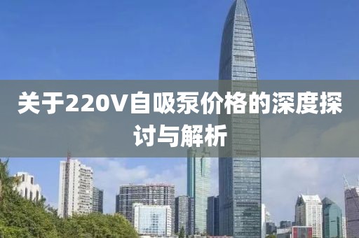 关于220V自吸泵价格的深度探讨与解析