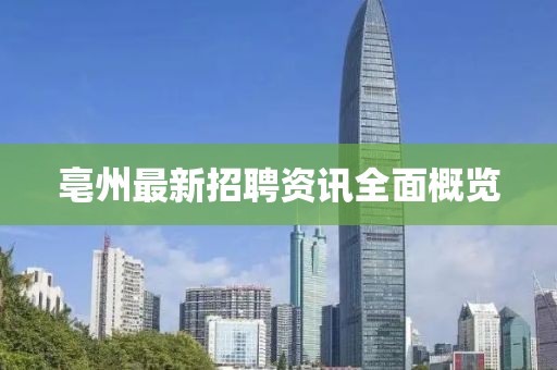 亳州最新招聘资讯全面概览