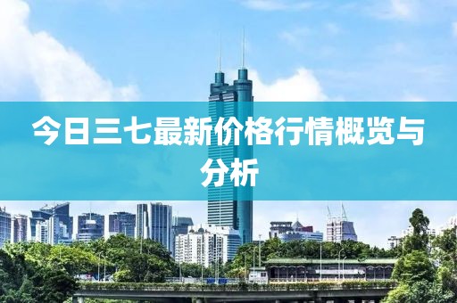 今日三七最新价格行情概览与分析