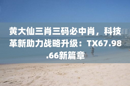 黄大仙三肖三码必中肖，科技革新助力战略升级：TX67.98.66新篇章