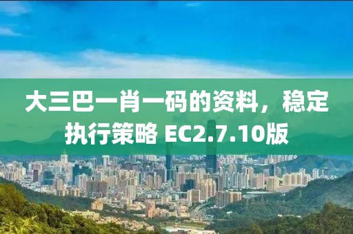 大三巴一肖一码的资料，稳定执行策略 EC2.7.10版