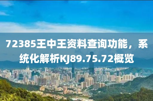 72385王中王资料查询功能，系统化解析KJ89.75.72概览