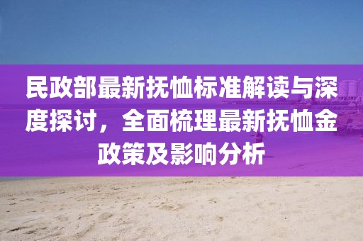 民政部最新抚恤标准解读与深度探讨，全面梳理最新抚恤金政策及影响分析