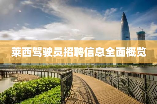 莱西驾驶员招聘信息全面概览