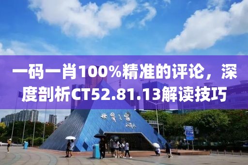 一码一肖100%精准的评论，深度剖析CT52.81.13解读技巧
