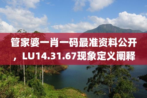 管家婆一肖一码最准资料公开，LU14.31.67现象定义阐释