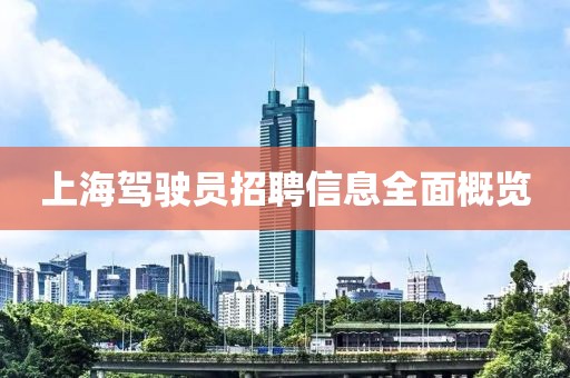 上海驾驶员招聘信息全面概览