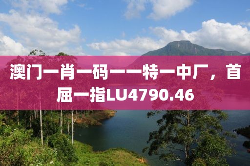 澳门一肖一码一一特一中厂，首屈一指LU4790.46