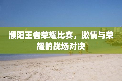 濮阳王者荣耀比赛，激情与荣耀的战场对决