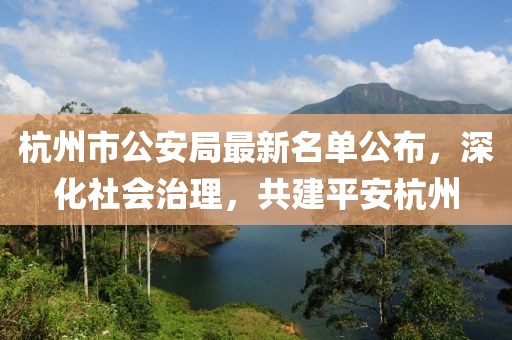 杭州市公安局最新名单公布，深化社会治理，共建平安杭州